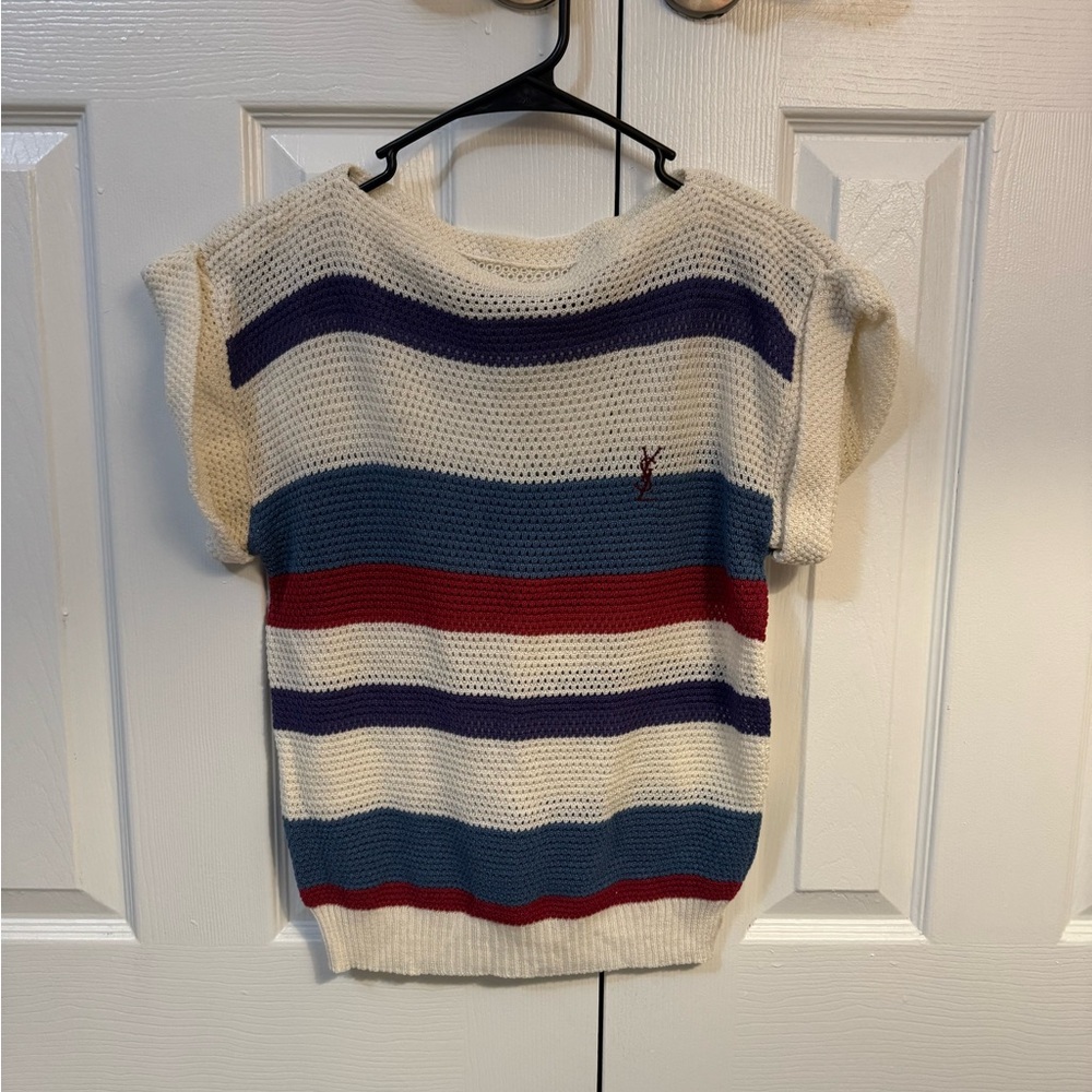 Yves Saint Laurent Striped Sweater - Cream, Blue, Red